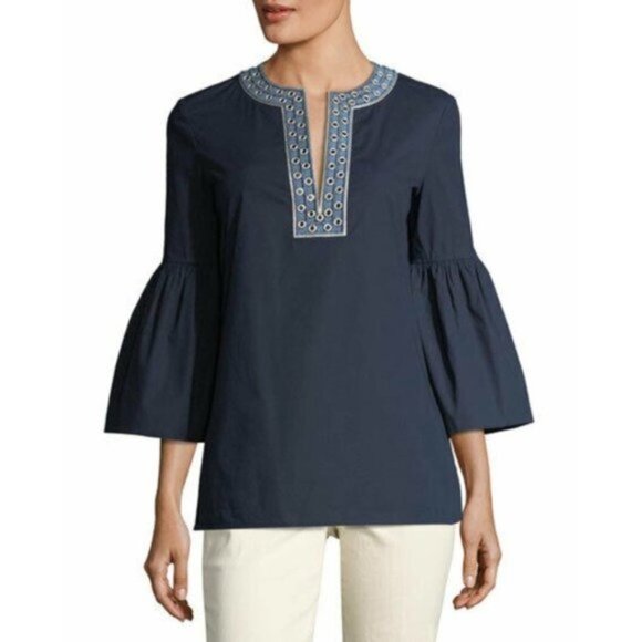 Tory Burch Ariana Blouse Embellished Embroidered‎ Women Size 6 - Picture 8 of 10